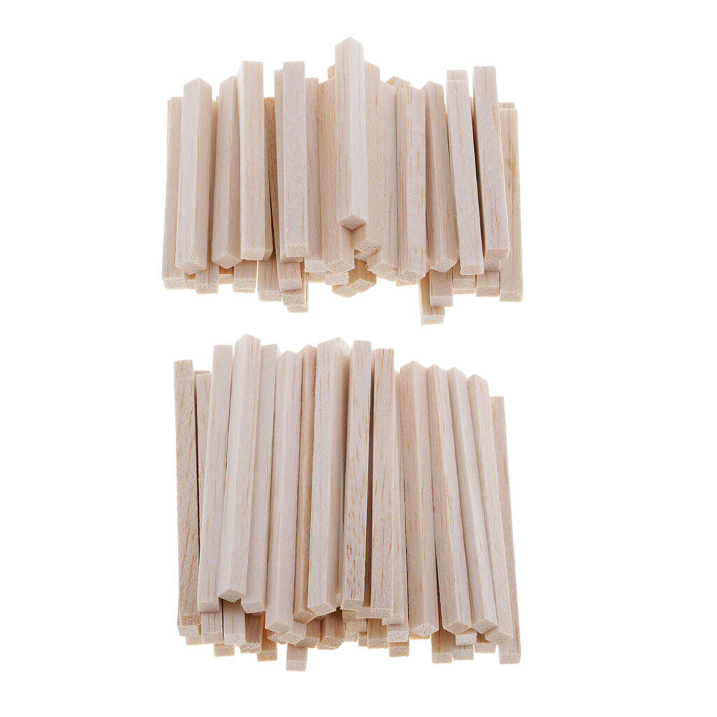 100 Pack Balsa Wood Shapes Square Wooden Dowel Rod DIY Modelling Hobbies