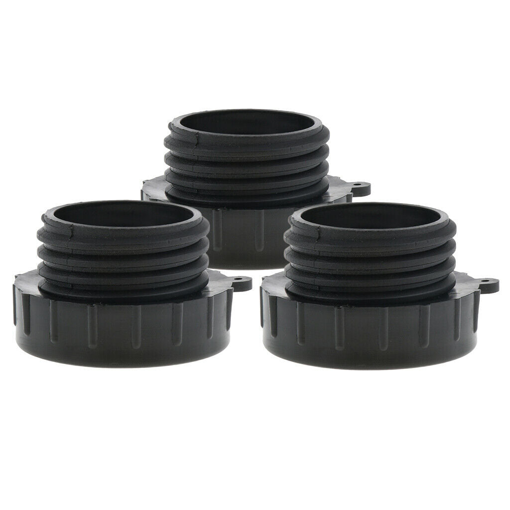 3pcs IBC Fine Threads Adapter Ibc Tote Tank   IBC Tote Fittings 2in Black