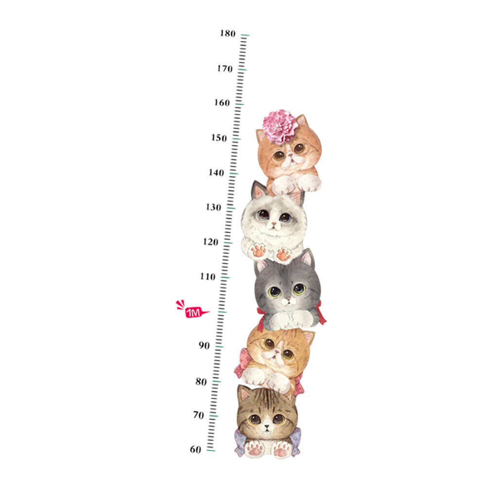 Animal Cats Height Chart Measure for Kids Children Wall Art Mural Decor Vinyl