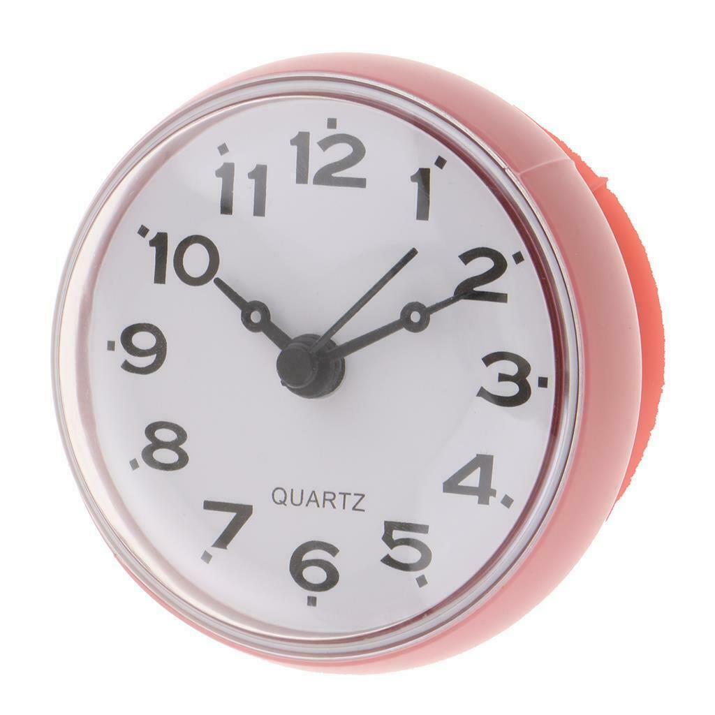 Waterproof Bathroom Shower Wall Clock with Suction Cup  Pink