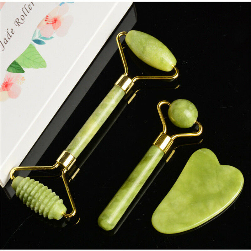 Face Body Massager Natural Gua Sha Jade Stone Roller Women Facial Massage T Gy