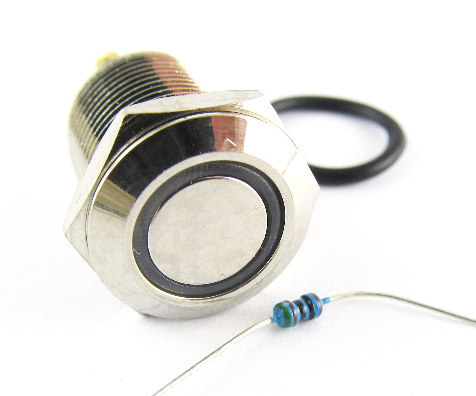 5pcs Metal Flat Top Push Button with Blue LED Ring Symbol Momentary Switch 12mm
