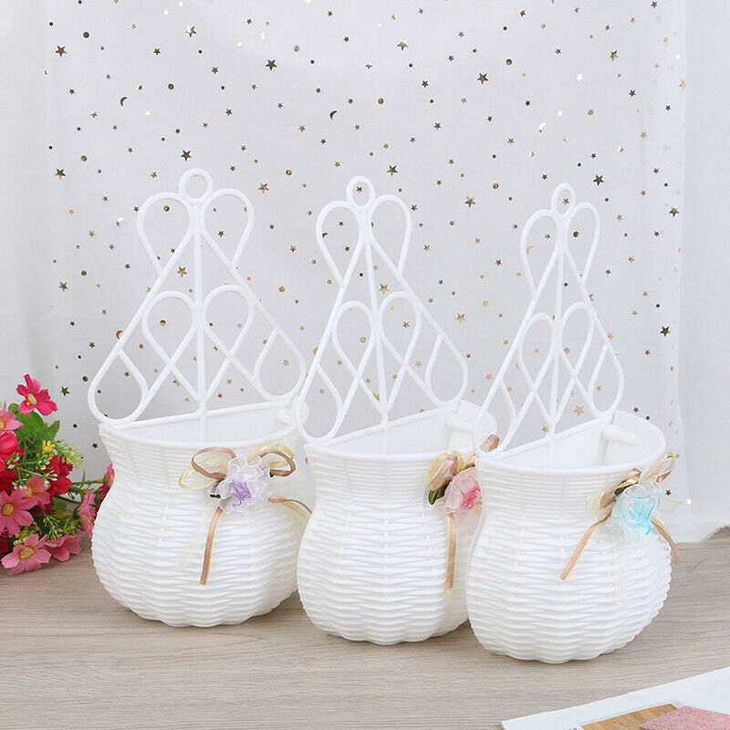 Artificial Rattan Wall Hanging Basket Flower Vase Home Decoration Random .l8