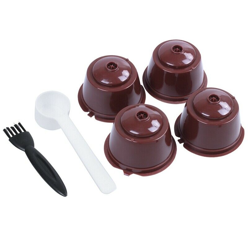 4pcs Dolce Gusto Plsatic Refillable Coffee Capsule with Spoon Brush 200 TimesS4