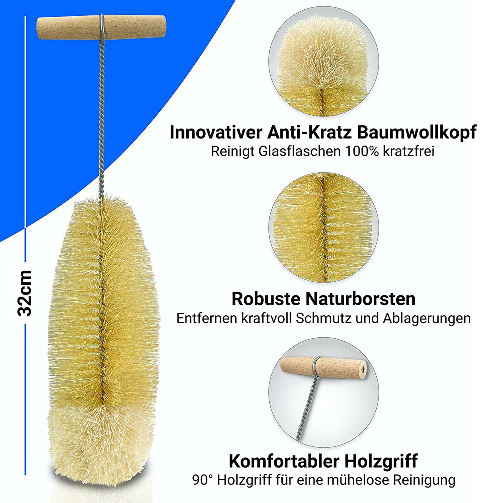 Bottle Brush Water Bottle Cleaner Tool with Handle for  Bottles