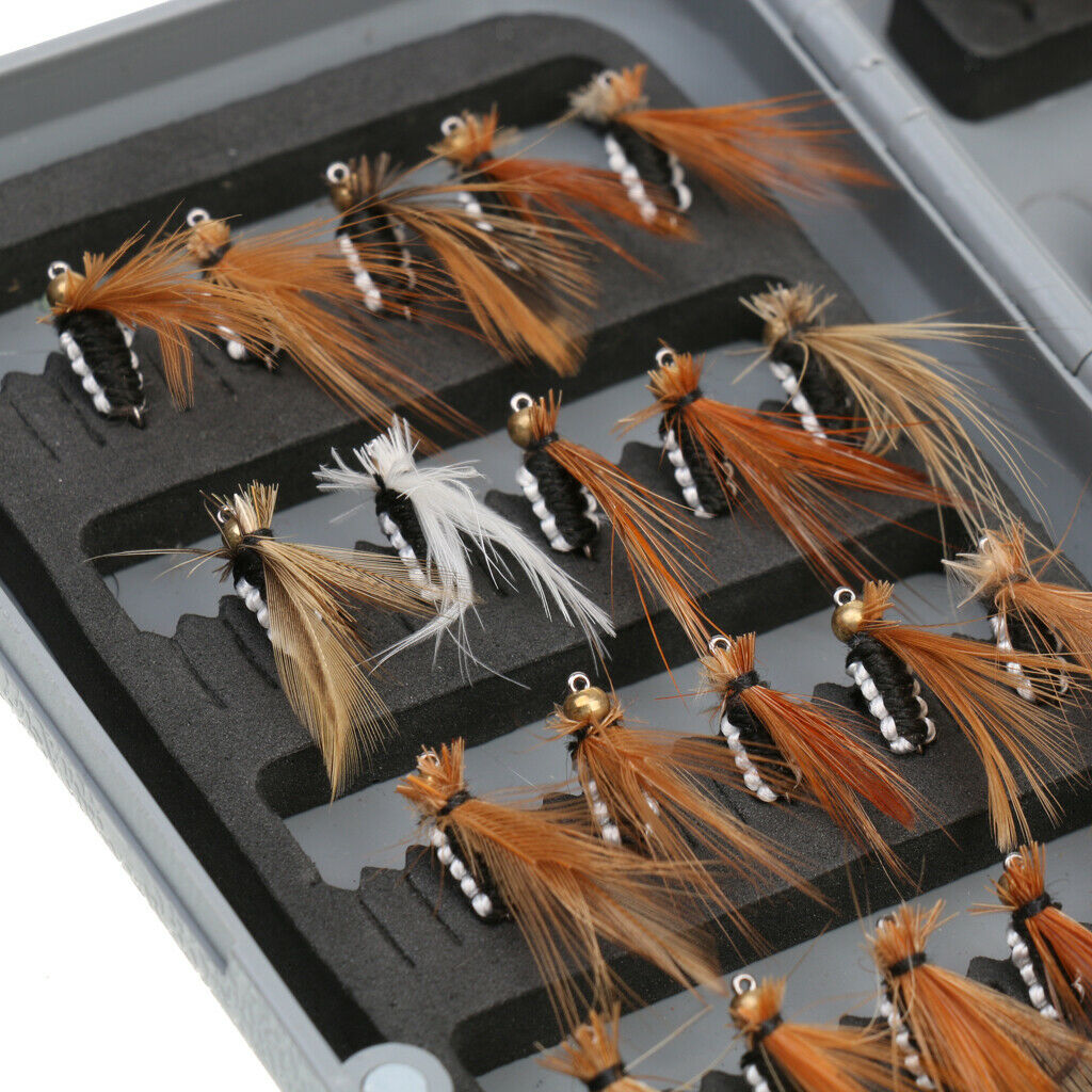 Fishing Tackle Set 40 Pieces Various Dry Fly Hooks with Fly Box + Waterproof