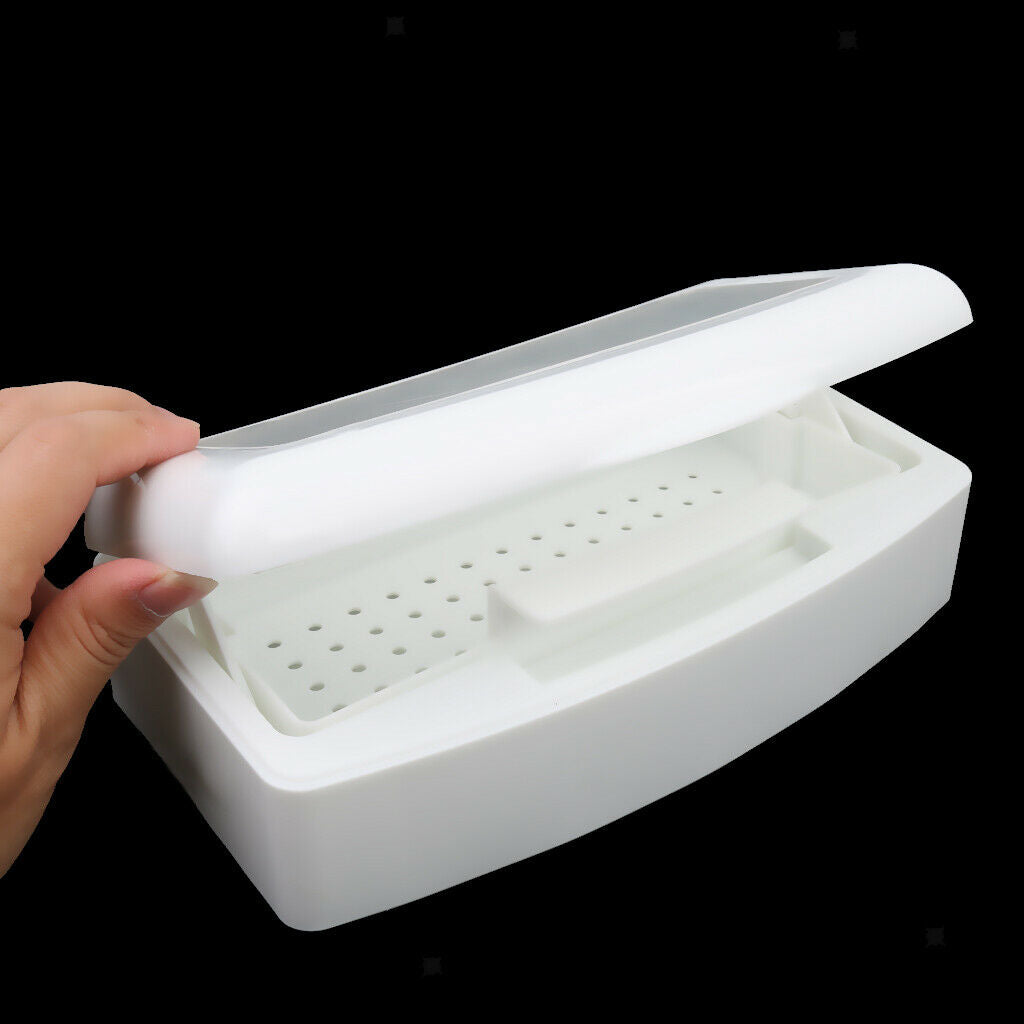 White Nail Art Tool Clean Sterilizing Tray Box Implement Sterilizer Case