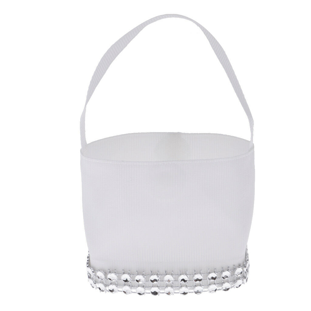 12pcs White Shiny Small Sweets Candy Bags with Handle Wedding Party Favor