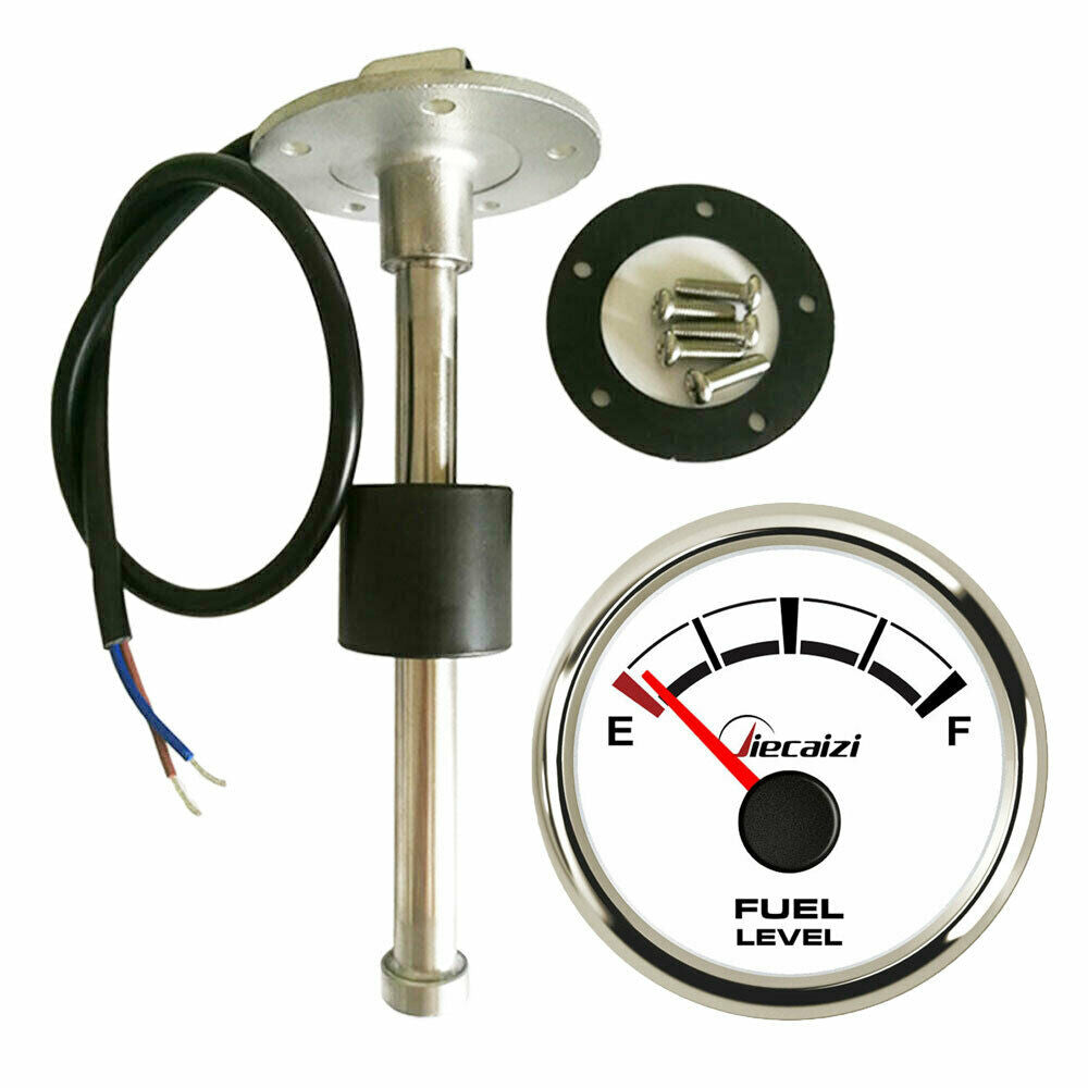52mm fuel level gauge with 6.5inch sender 73-10 ohms 9-32V for car boat blue led