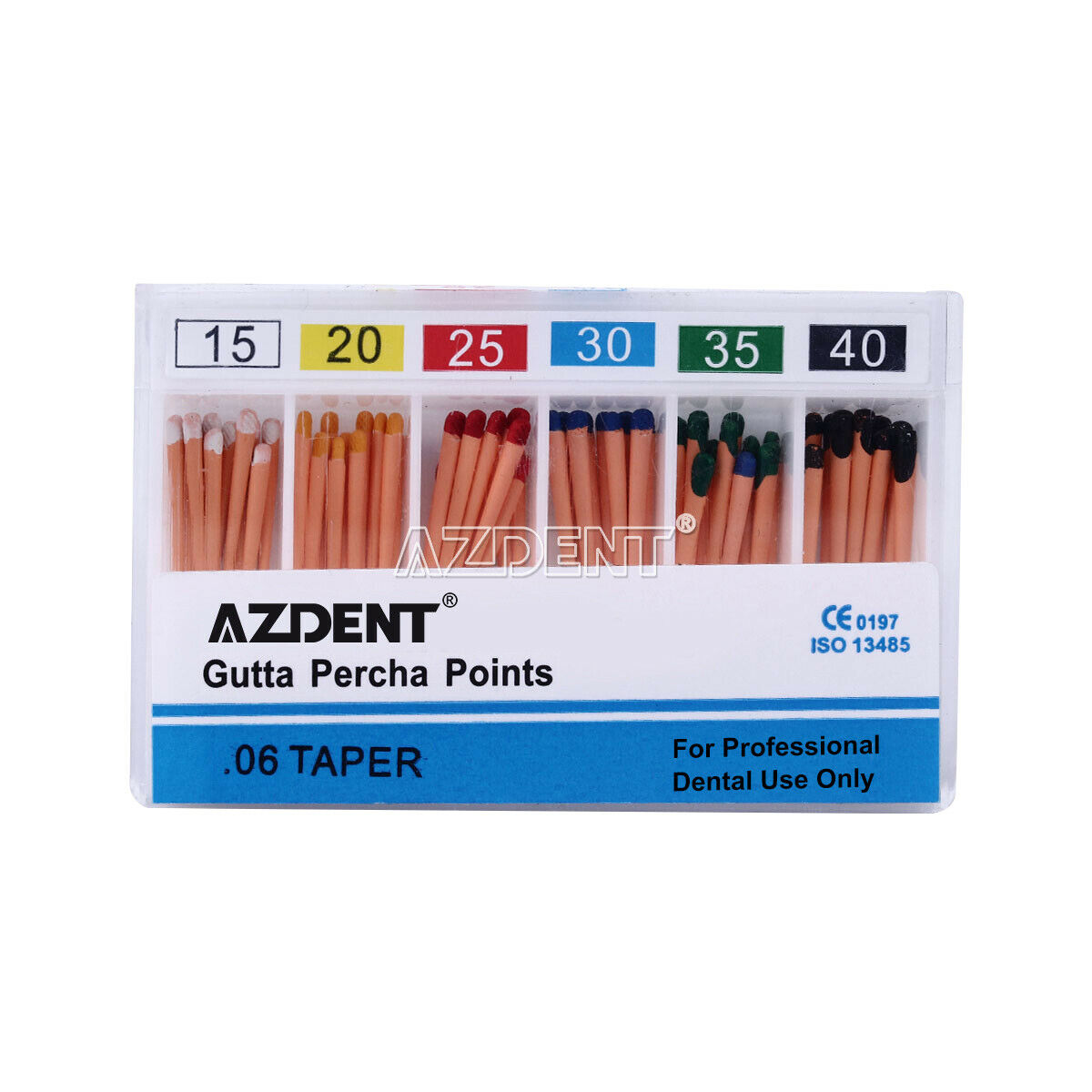 10 Boxes AZDENT Dental Gutta Percha Points Taper 0.06 15-40# 60 Points/Box