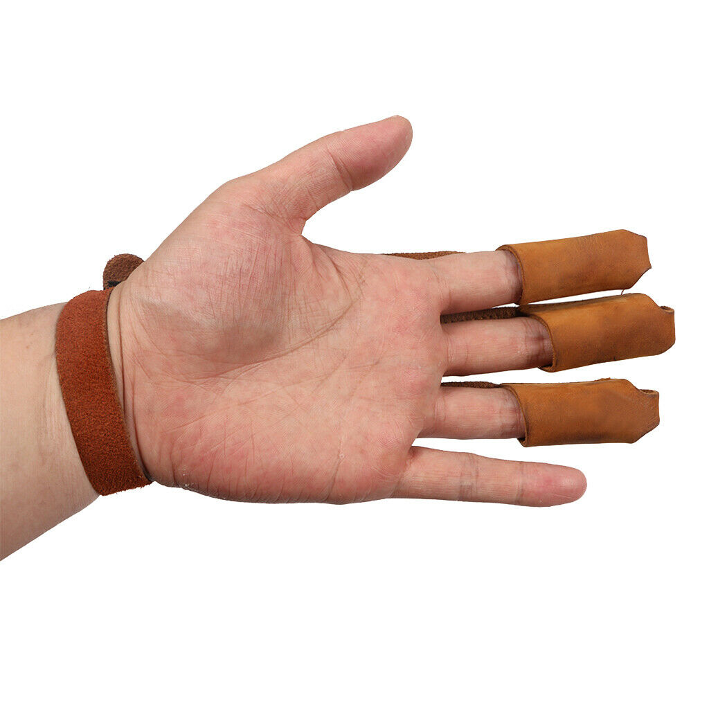 Archery Hand Finger Protect Glove Bow Arrow Hunting Shooting Glove Brown