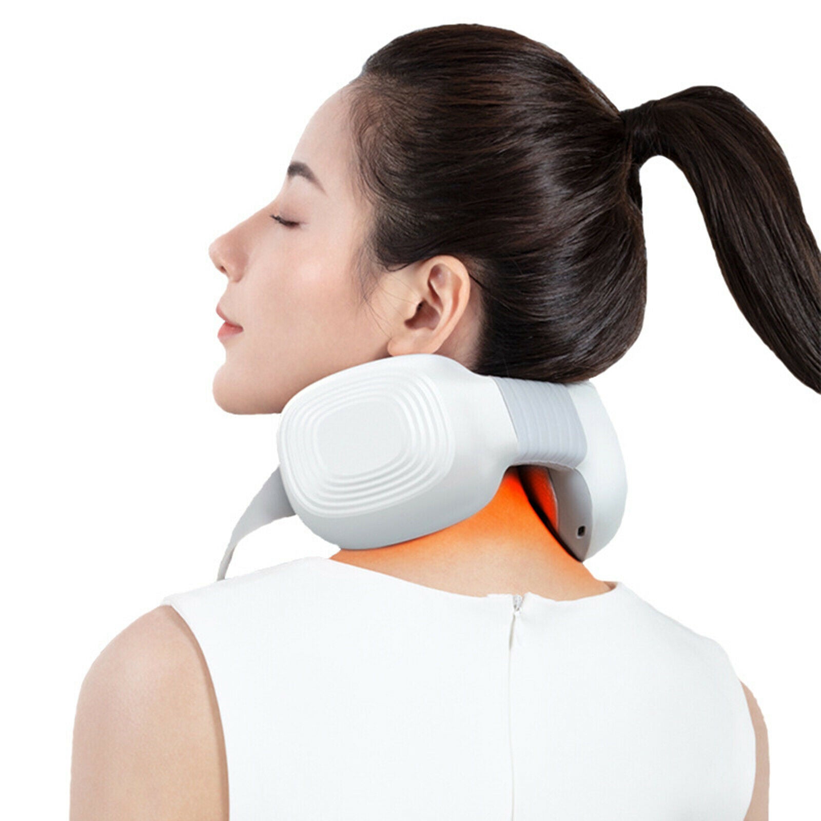 Electric Neck Massager Portable Pain Relief with Heat Cordless Neck Massager
