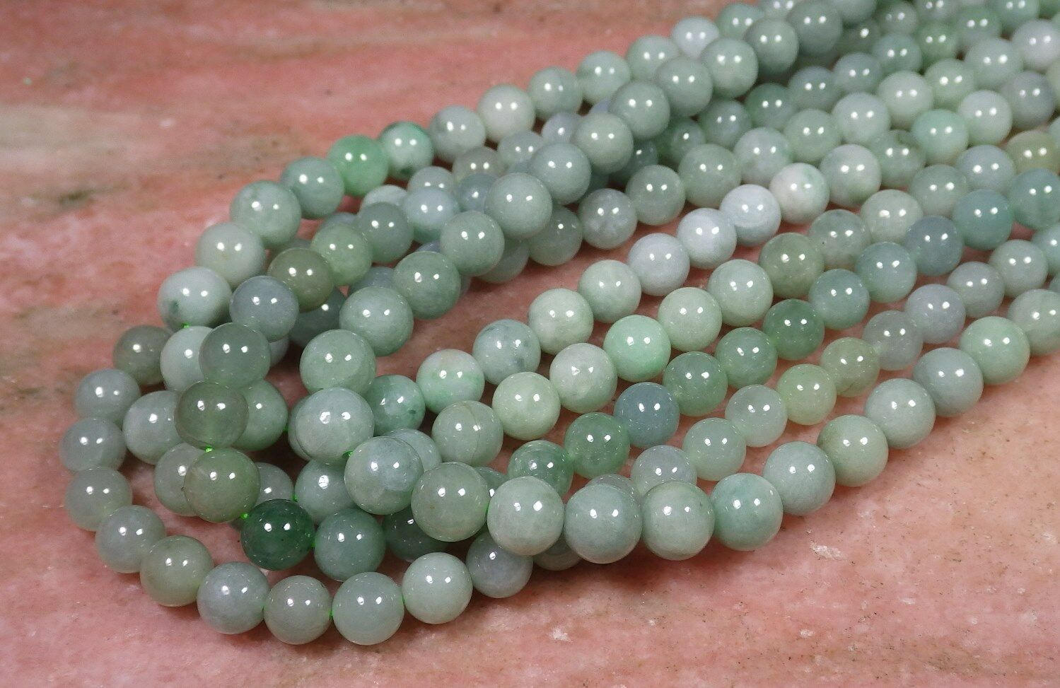 1 Pcs Bean green 100% A JADE JADEITE Bead Beads Necklace 20 inches 8mm