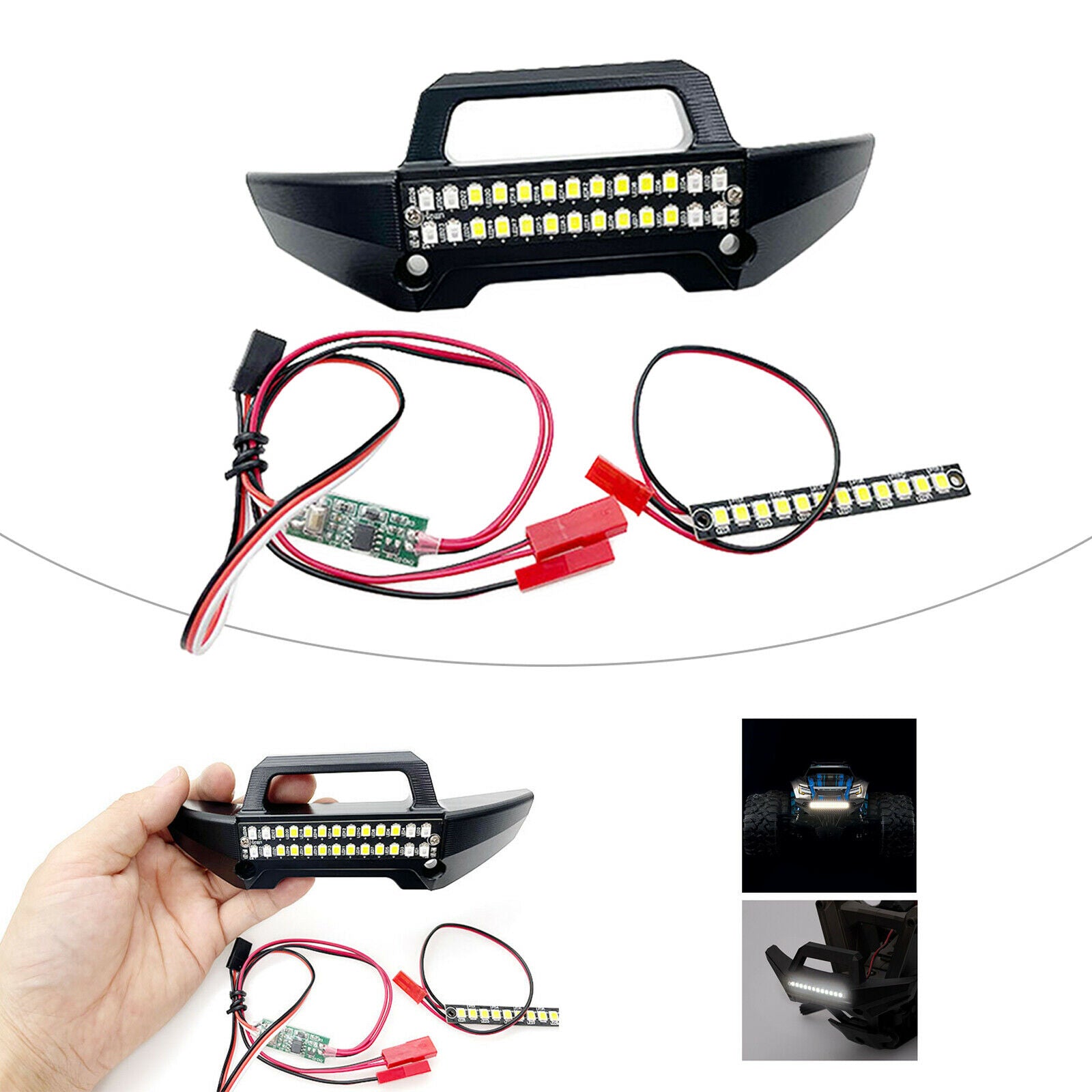 Rear Bumper w/ Light & Front Light Bar for MAXX 1/10 Scale RC Car Parts Acc
