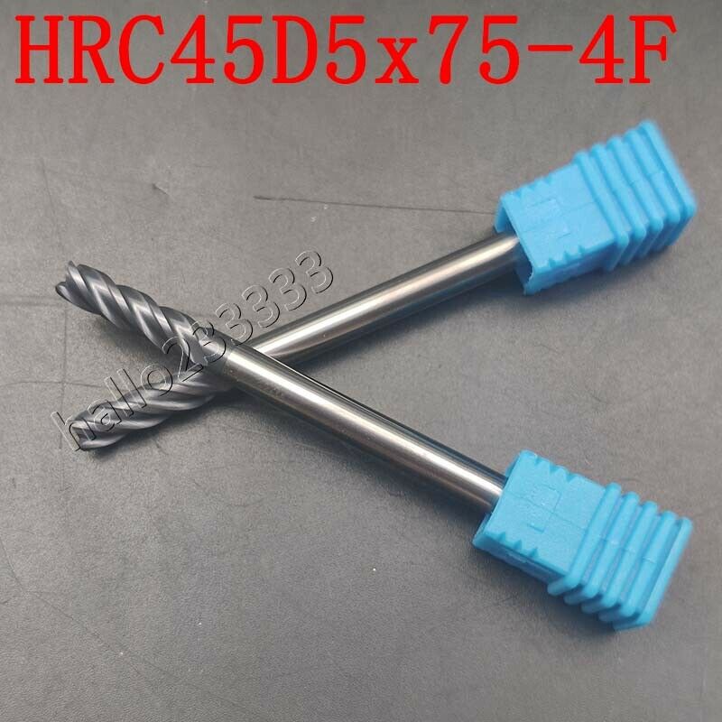3PCS 5mm 4 Flute Milling Cutter End Mill Tungsten Carbide 75mm Shank HRC45-50