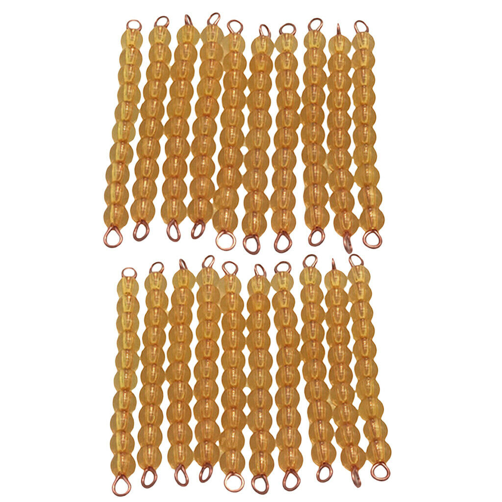 20 Pieces Montessori Golden Bead Thousand Beads 1-100 Numbers