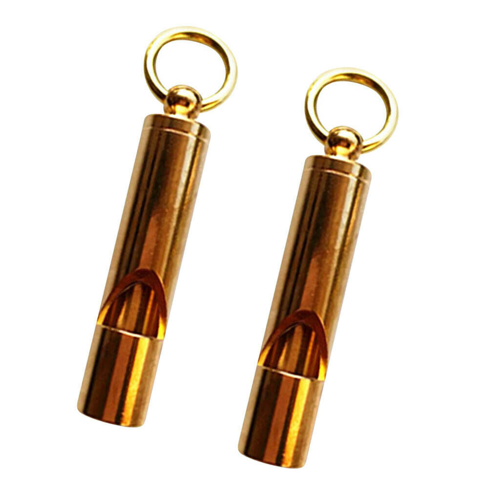 2Pcs Durable Soild Brass Safety Whistle for Scuba Diving Camping Outdoor Water