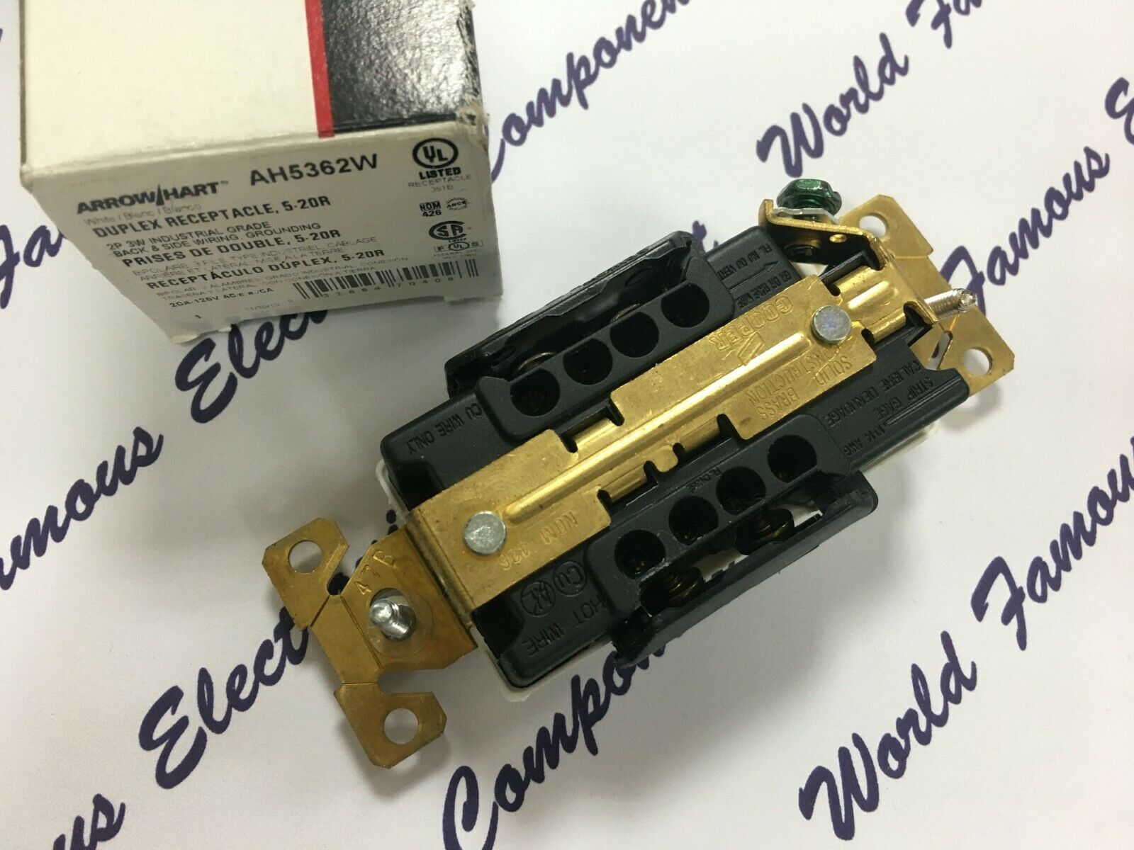 1pcs - COOPER AH5362W 20A 125V Premium Industrial Grade Duplex Receptacle 5-20R