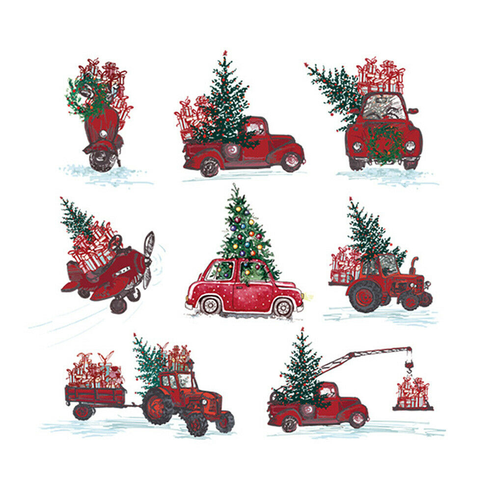 Christmas Truck Heat Transfer Patches Iron on Xmas Tree Kids T-shirt DIY Decor
