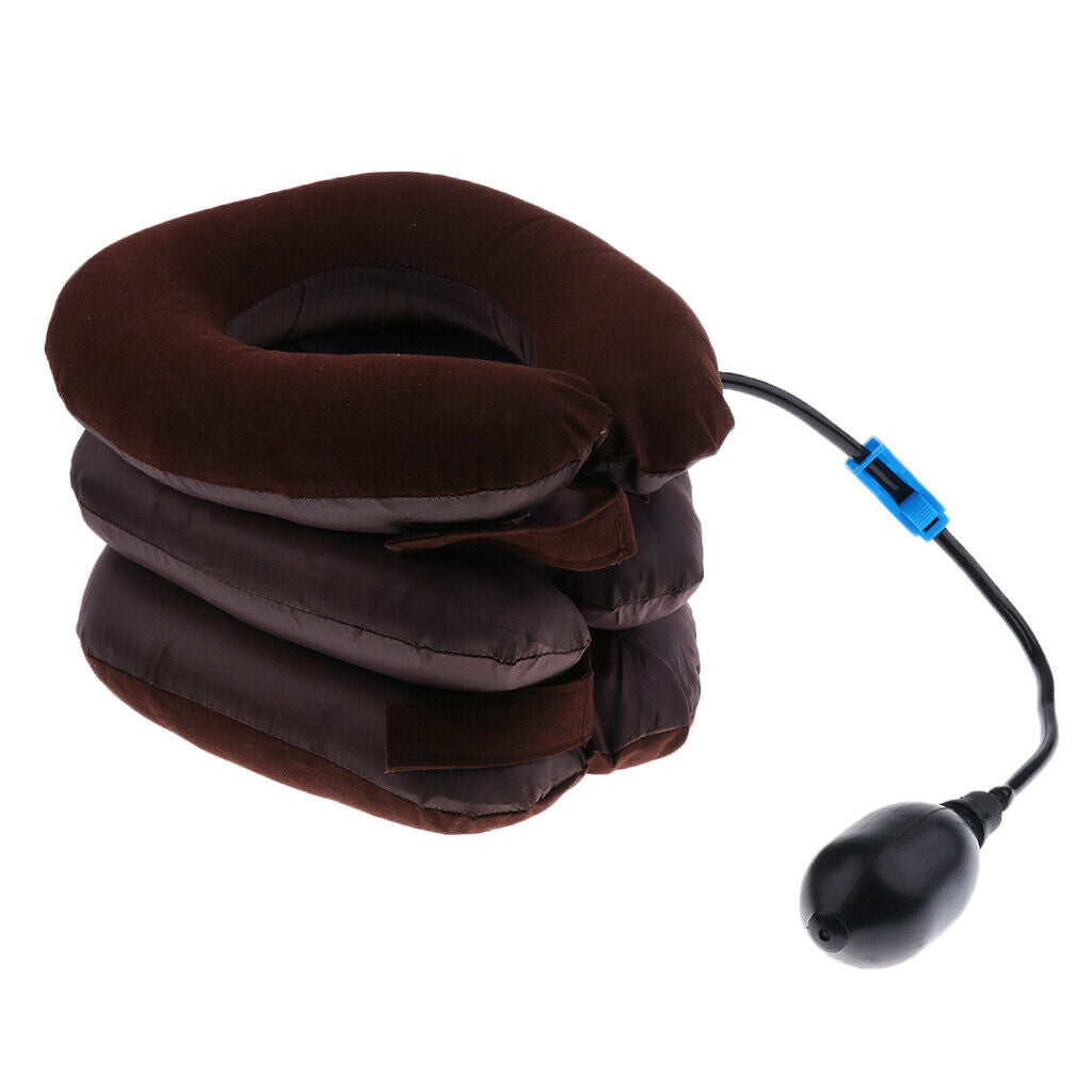 Soft 3-layer Air Inflatable Pillow Brace Neck Traction Head Neck Support