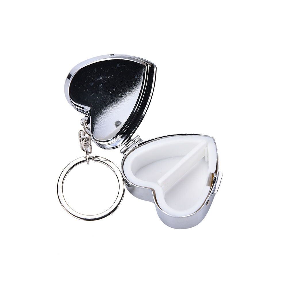 Metal Heart Travel Pill Box Medicine Container Case Storage Holder Keychai.l8