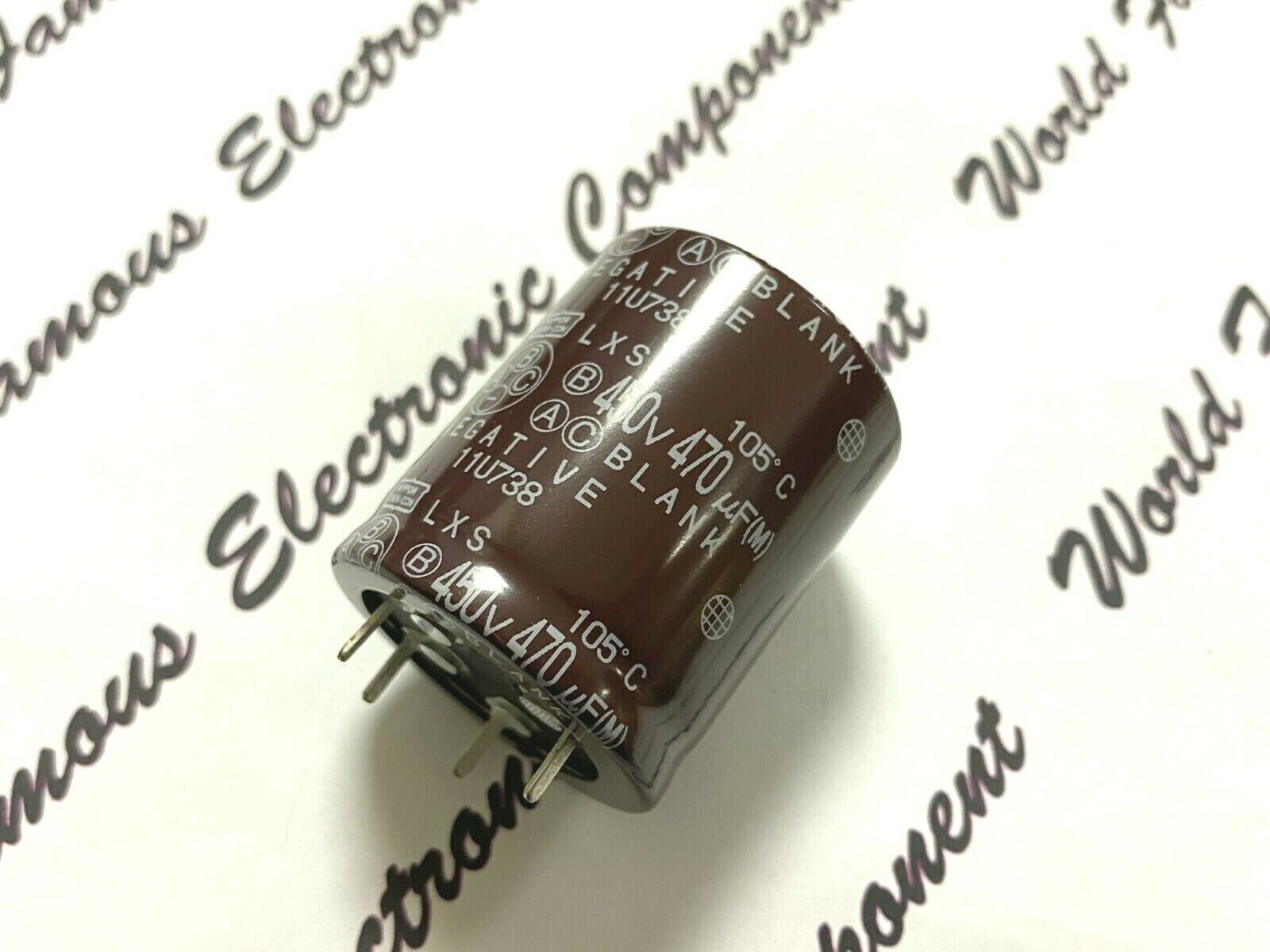 1pcs - NIPPON 470uF 450V LXS 4PIN NEGATIVE Snap-In Capacitor 35x40