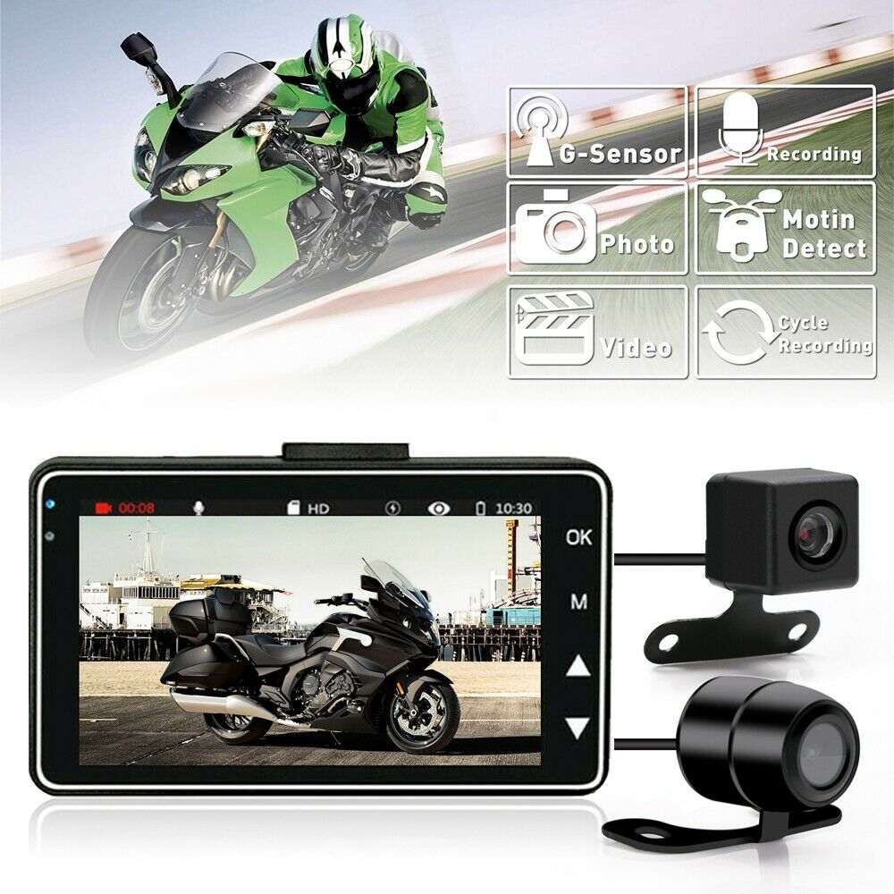 3'' 1080P HD Motorcycle Camera DVR Motor Dash Cam Dual-track Front Rear Recorder