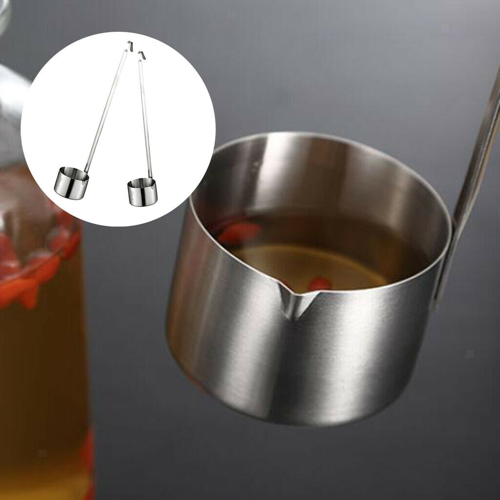2pcs Stainless Steel Wine Dipper Pouring Spoon Hanging Hook Kitchen Tools