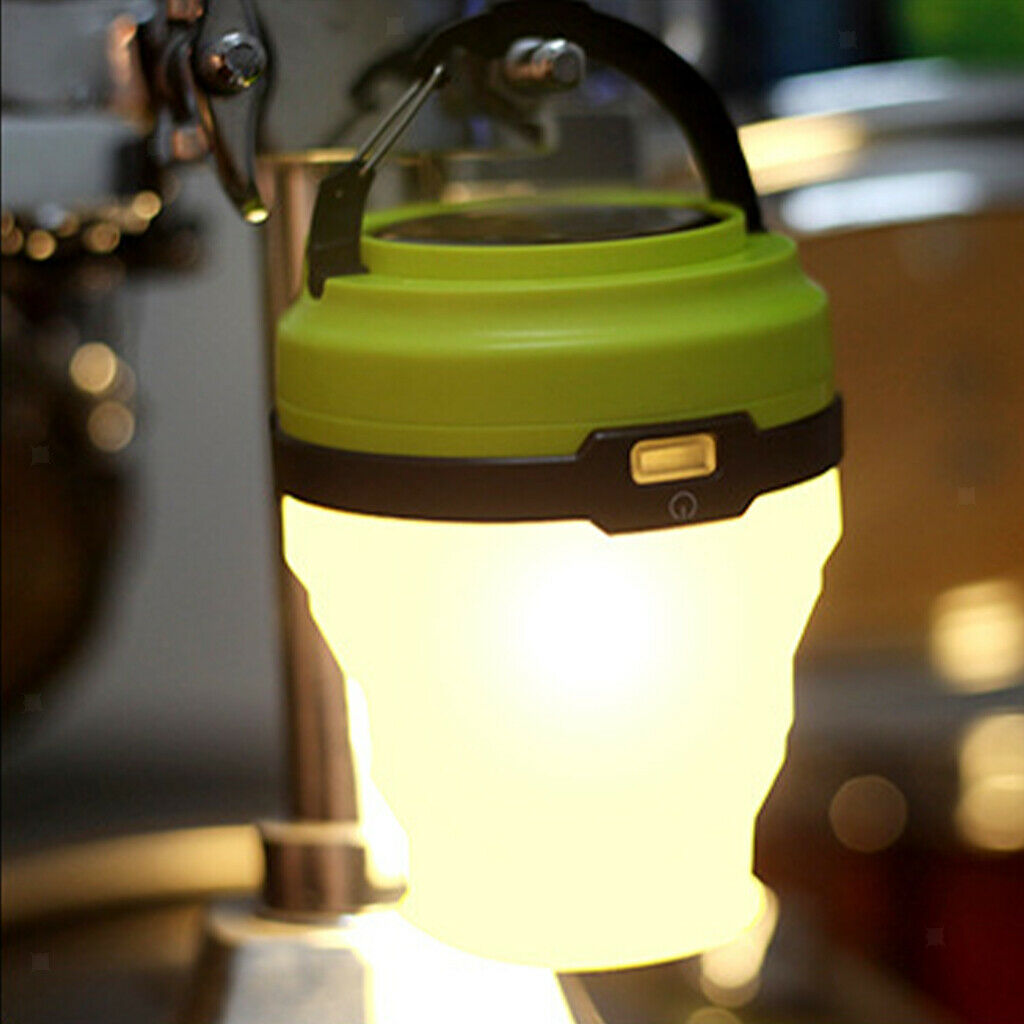 Portable Solar Camping Lantern Lamp, Rechargeable LED Tent Light,Collapsible