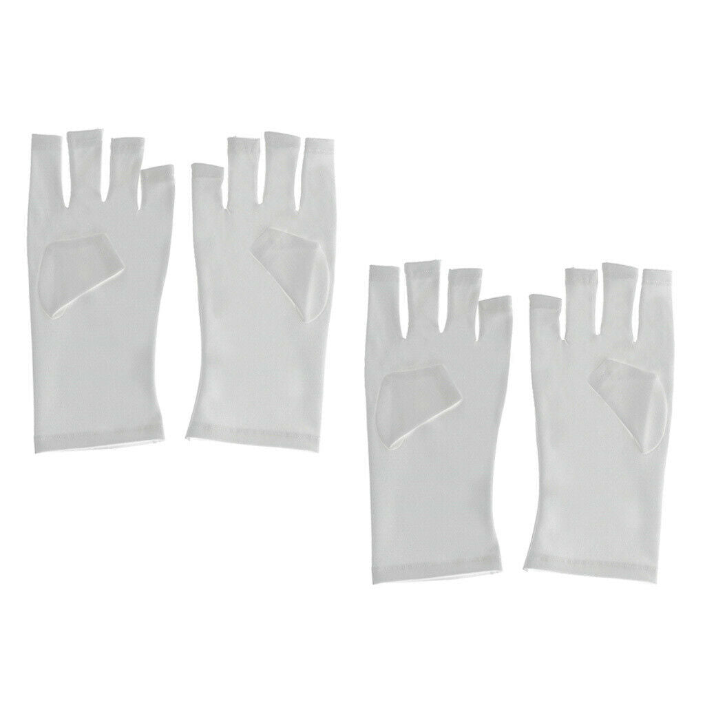 Anti UV Fingerless Hand Manicure UV Short Gloves for Nail Dryer LED White 4x