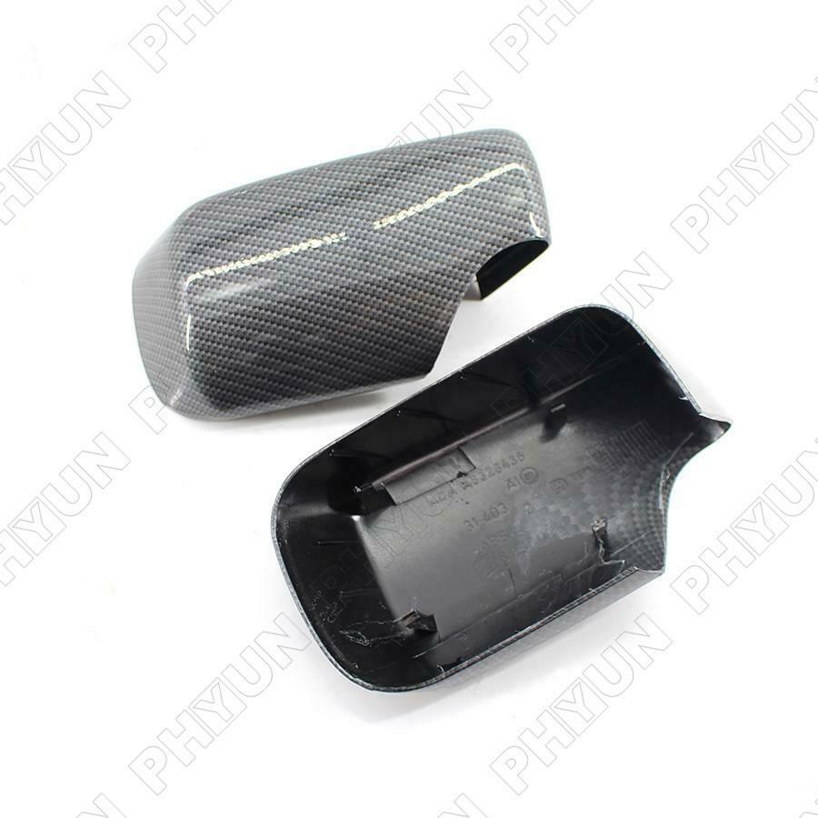 2x Car Door Mirror Cover Cap Carbon Fiber Style For BMW E46 3 Series 1998-2005