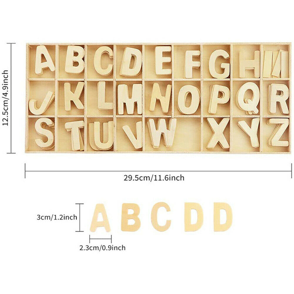 156 Pieces Small Wood Letters Wooden Alphabets Letter Craft Pieces with Storage