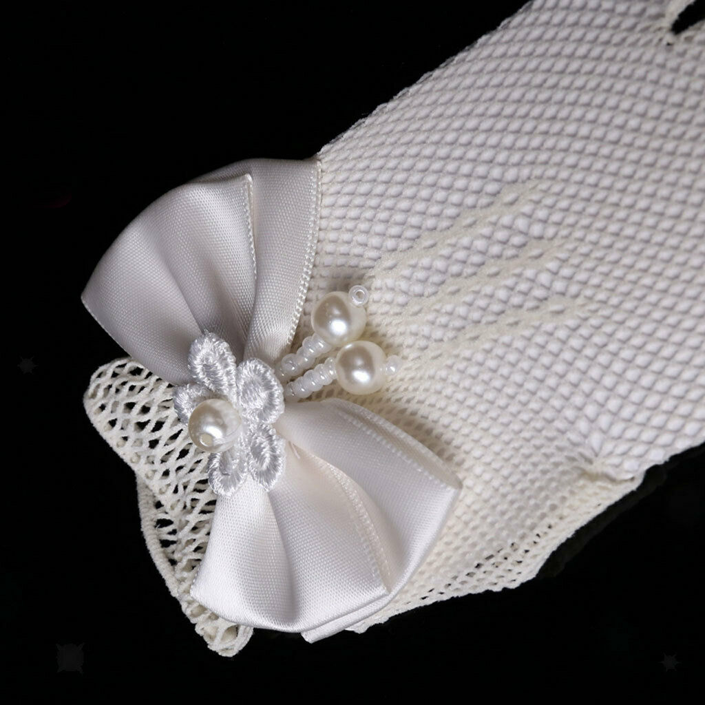 1 Pair Wedding Party Constume Communion Flower Girl Gloves Bridesmaid Gauze
