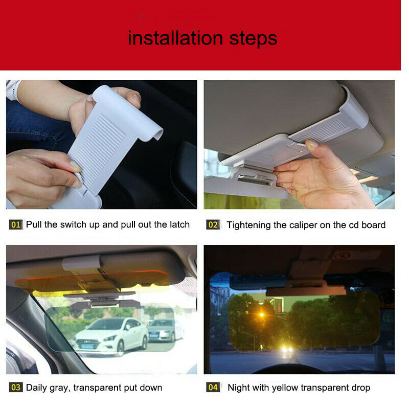 Car Sunshade Day and Night Sun Visor Anti-dazzle Goggles Clip-on Driving Shield