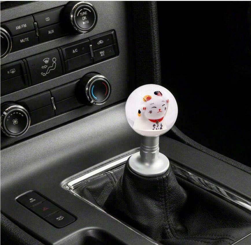 Cute Fortune Lucky Cat 70MM Round Ball Gear Knob with Adapters JDM M8 M10 M12