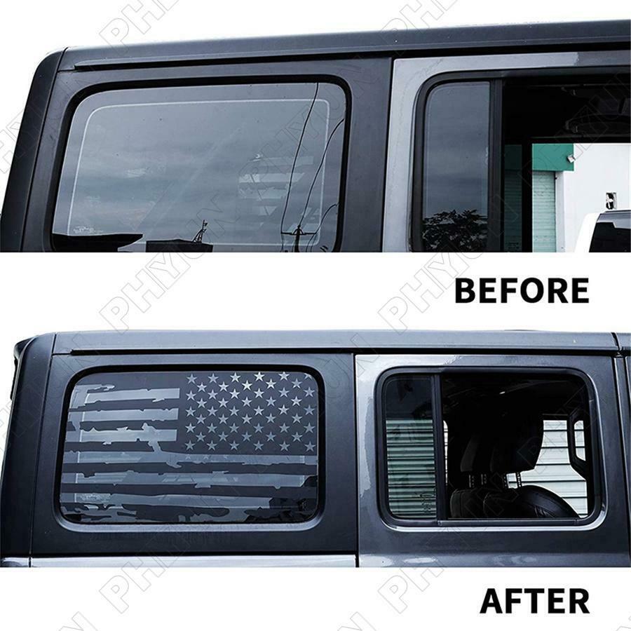 Car Rear Window USA Flag Decals Stickers L/R For Jeep Wrangler JL 4Door 2018-21