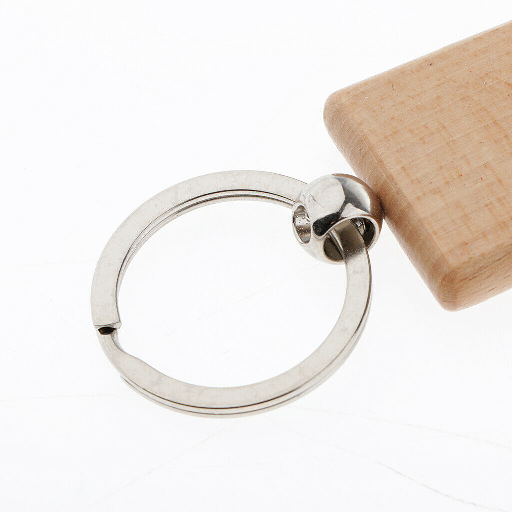 3X 5x Blank Plain Wooden Key Chain Wood Keychain Craft Car 5x3cm,Square Round