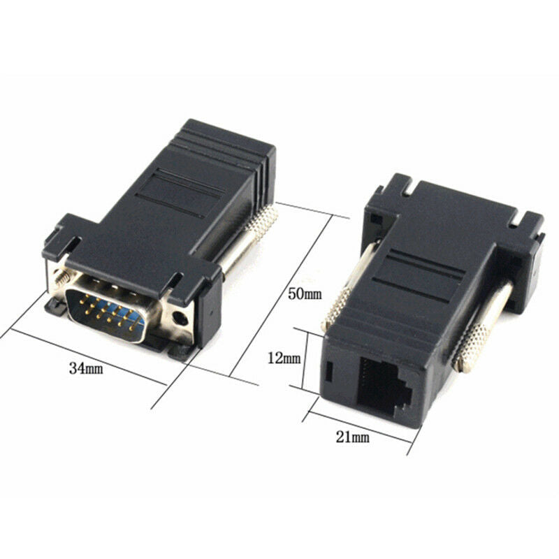 Extender VGA RGB HDB Male To LAN CAT5 CAT6 RJ45 Net Cable Female Adapter JR J FG