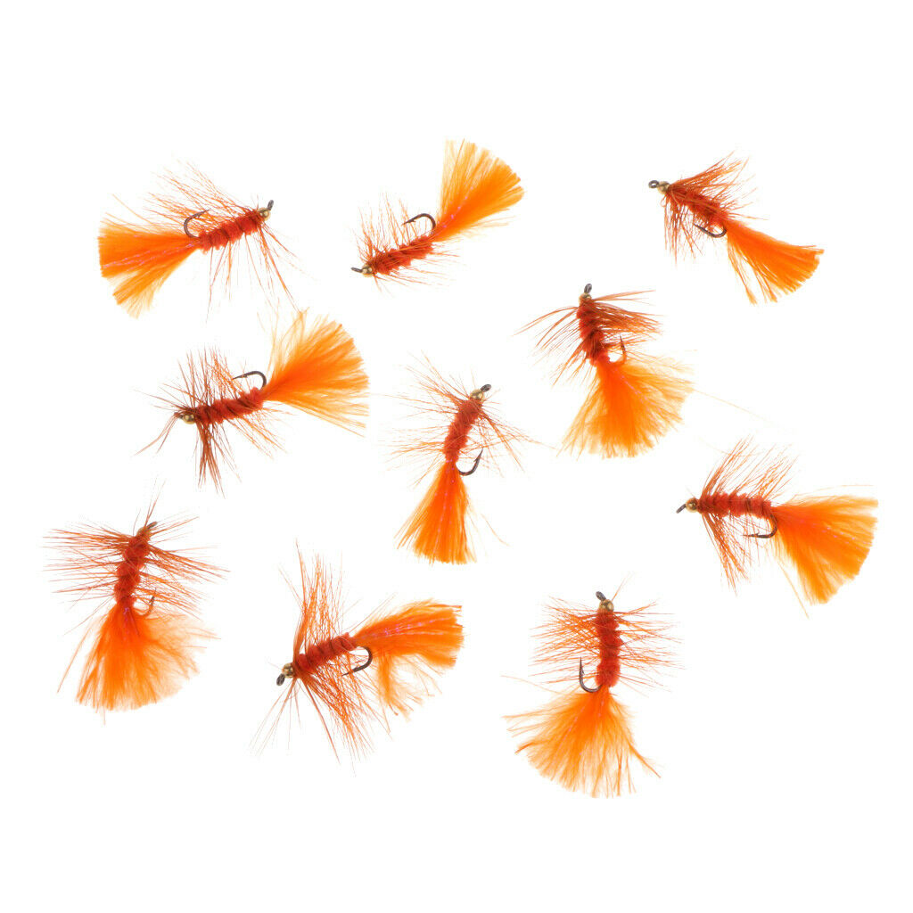 10pcs/lot Simulation Woolly Buggers Orange Sinking Wet Fly Fishing Flies
