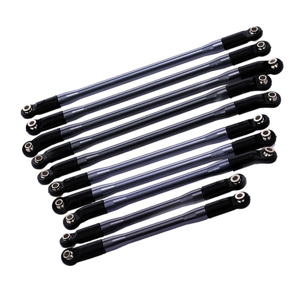 10PCS Metal Upper & Lower Rod Link Linkage for 1/10 RC Axial SCX10 313mm