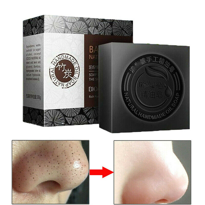Black Bamboo Charcoal Soap Treatment Skin Care Face Body Clear Whitening Soap SJ