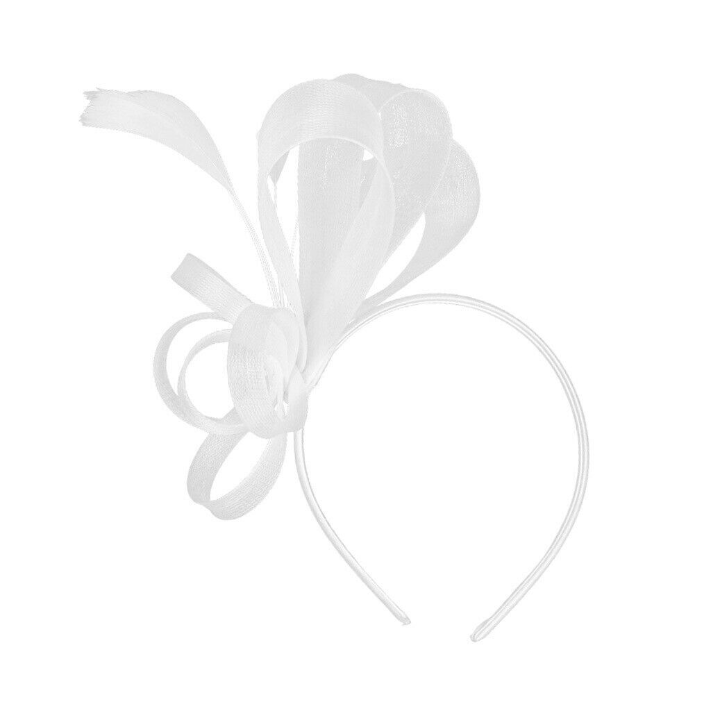 Lady Flower Fascinator Hat 1920s Gatsby Bridal Headband Cocktail Party White