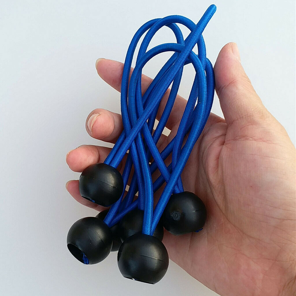 4X 6 Pieces Heavy Duty Bungee Ball Cord Tarp Tent Tie Down Tope Blue 4 inch