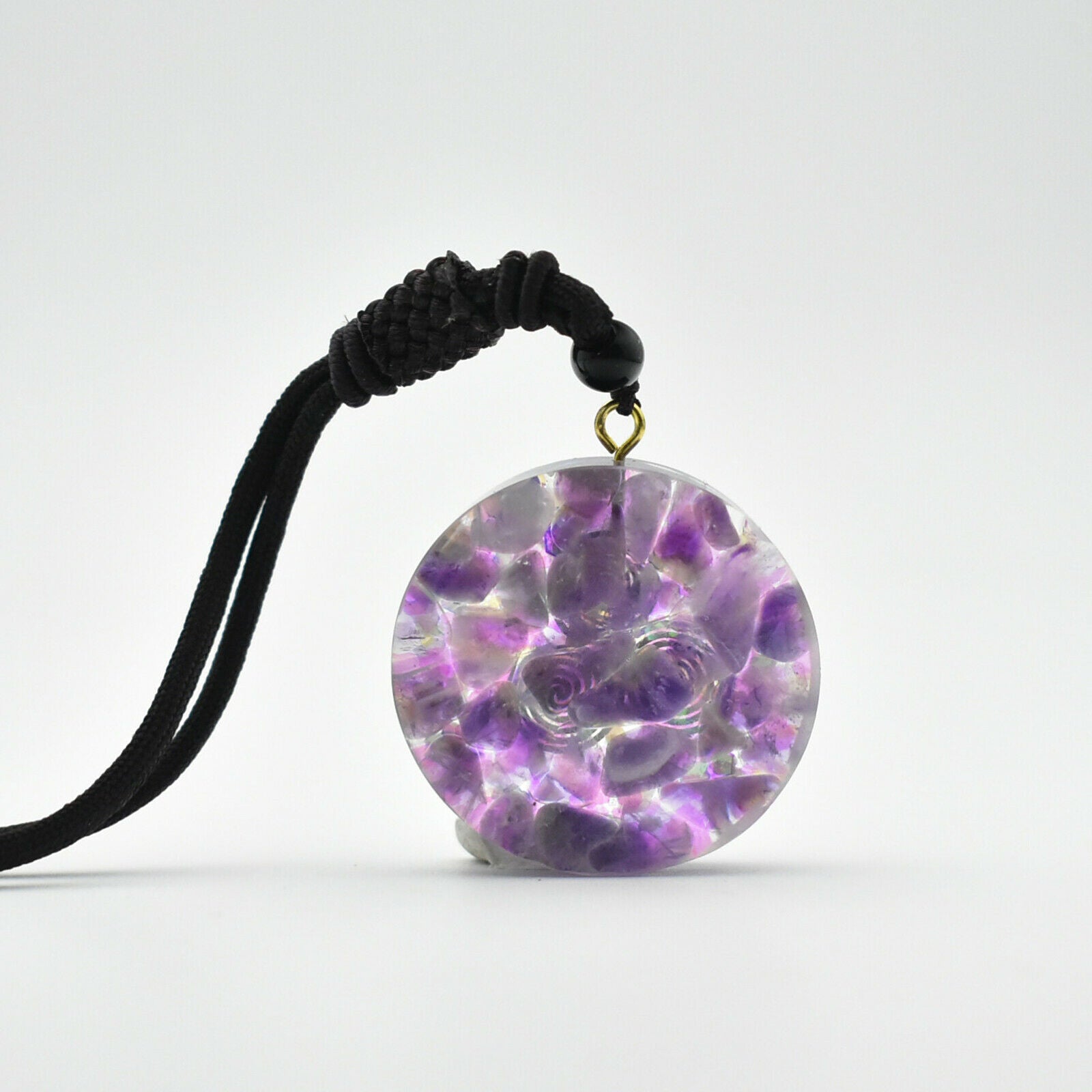 Sri Yantra Necklace Natural Crystal Orgone Pendant Jewelry for Good Luck