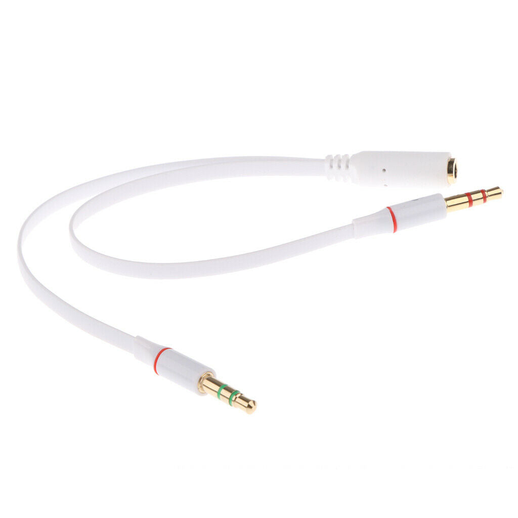 3.5mm stereo male to 2x female audio Y-splitter extension cable -White
