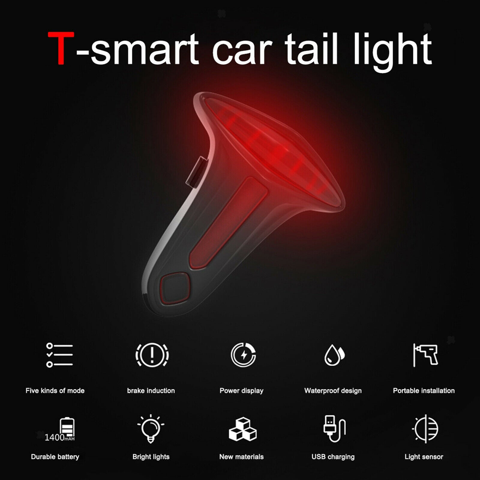 Brake Sensor Light USB Bicycle Taillight Tail Light Motion Safety Warning