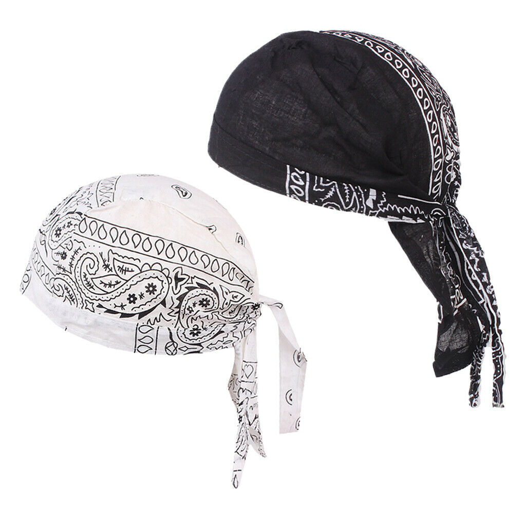 2 Pieces Men's Turban Hat Chemo Cancer   Durag Beanie Hat Head Scarf Cover
