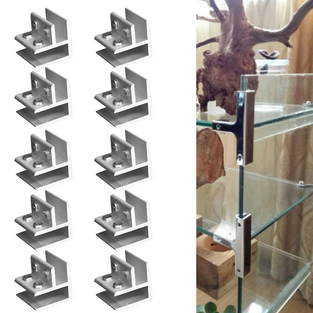 10xAdjustable Glass Clamp Clip Glass Bracket Holder 8-12mm No Drill 90Degree