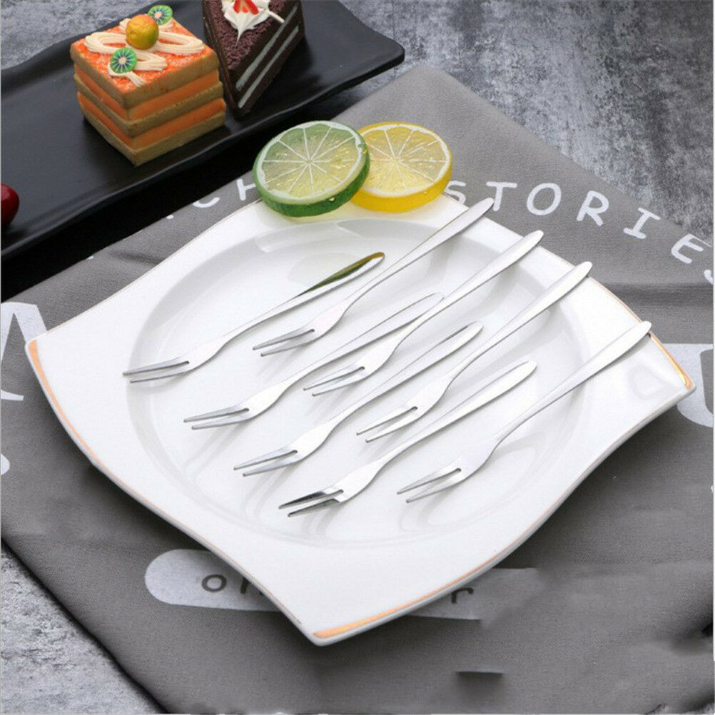 6pcs creative stainless steel fruit sign two tooth fork cake dessert for.l8