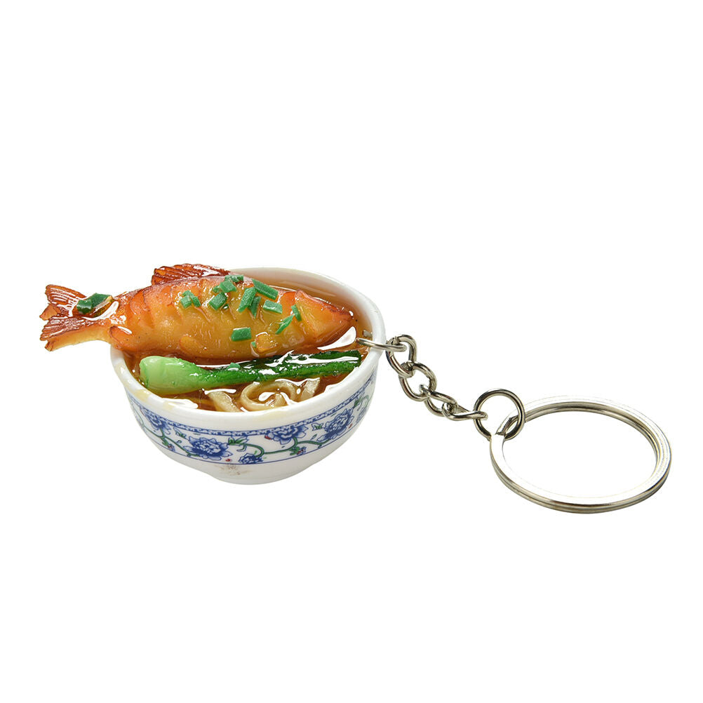 Simulation Food Key Chains Chinese Food Bowl Keyring Creative Bag Chai.l8